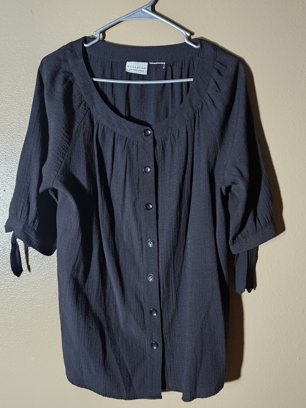 White Stag Black Button-Front Blouse